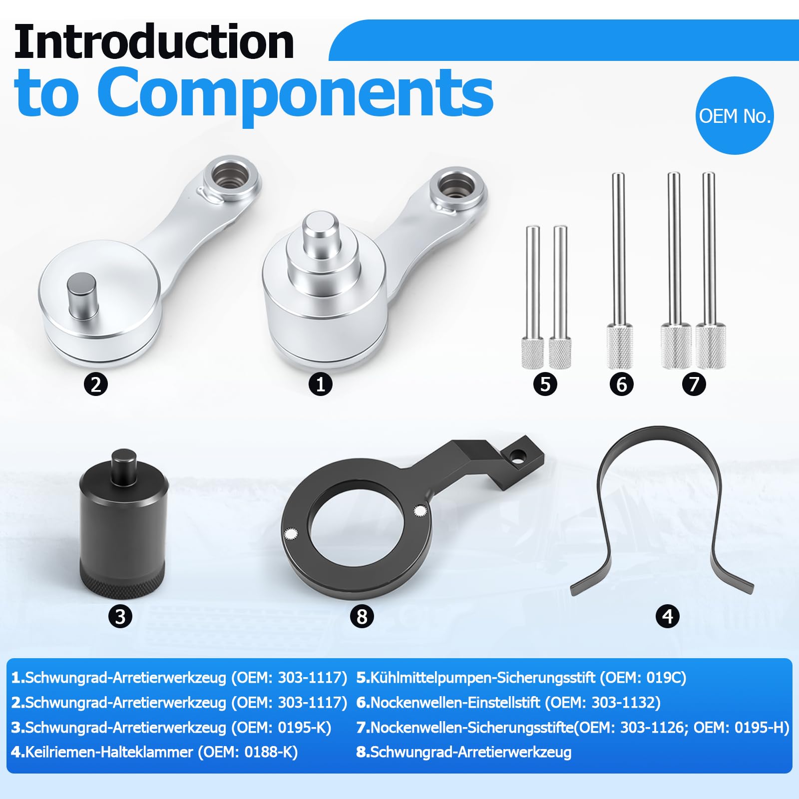 RUIZHI Lot de 10 outils de verrouillage d'arbre à cames pour moteur diesel 2,7 L, 3,0 L, 5,0 L, V6 (par exemple pour modèles Land Rover et Jaguar), OEM 303-1117, 303-1116