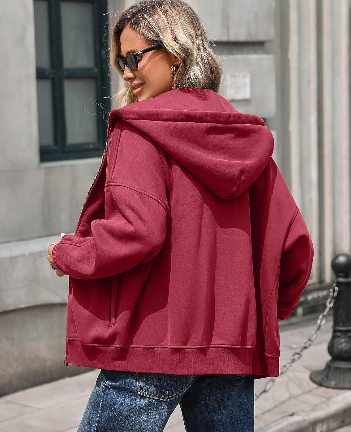 Vidifid Oversized Zip Up Hoodies for Women Acid Wash Sweatshirts Fall Winter Y2k Clothes Jackets Vintage Streetwear - Image 5