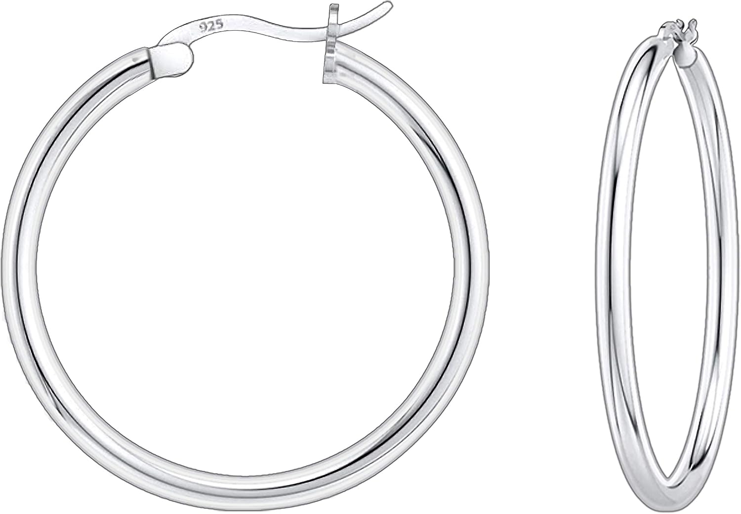 Savlano 925 Sterling silver Round Hoop Earrings for Women & Men Comes in 10MM-25MM