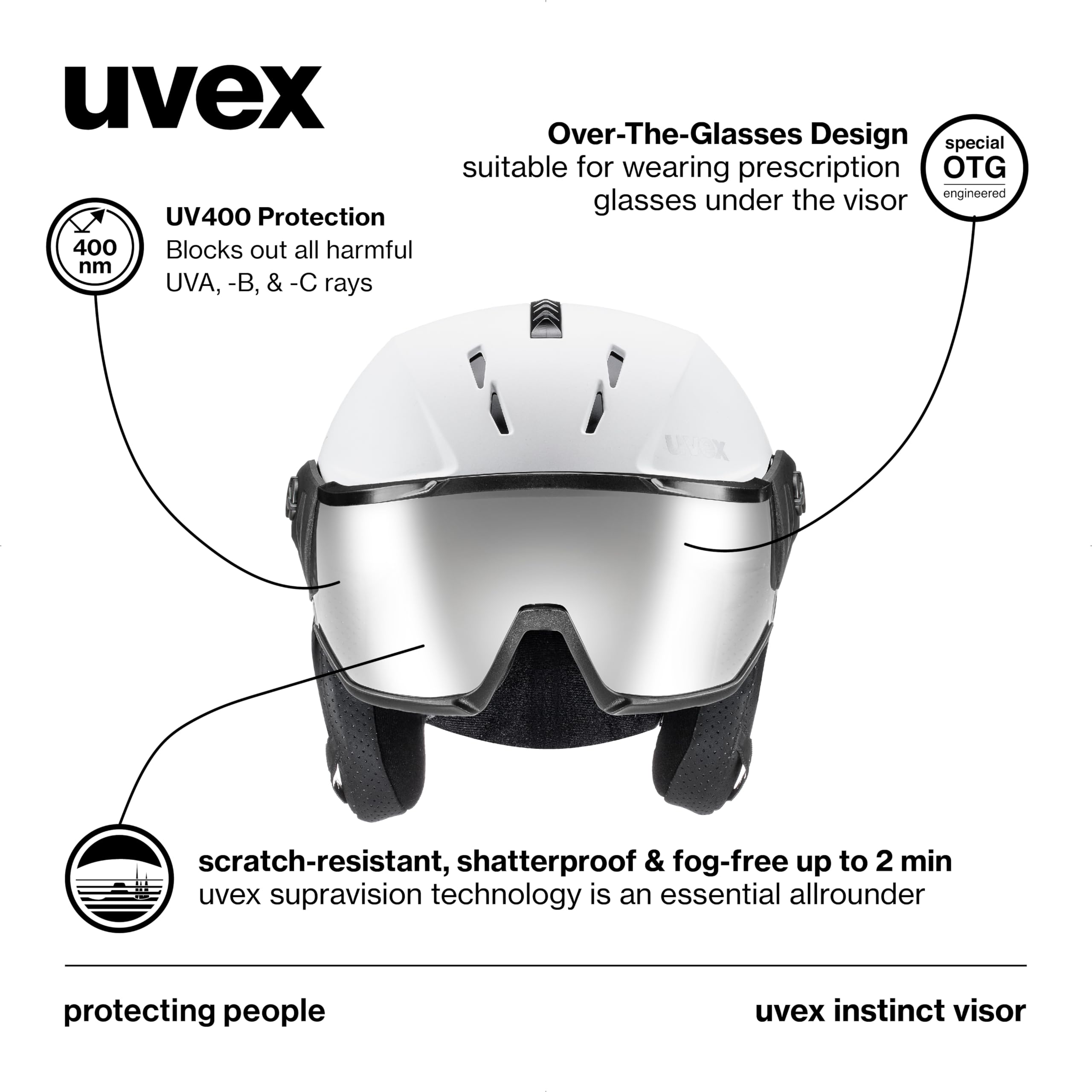 uvex instinct visor - Skihelm für Damen und Herren - mit Visier - individuelle Größenanpassung