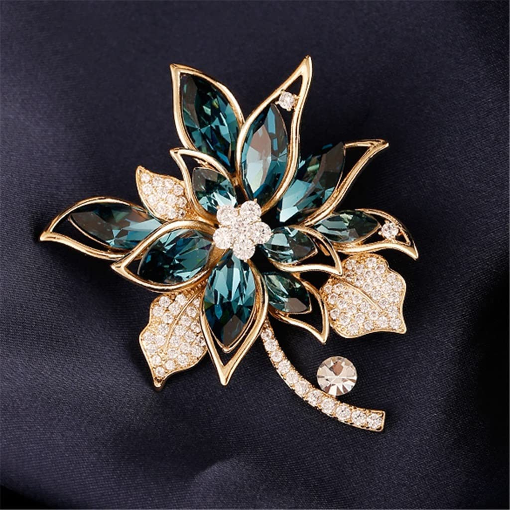 Kristallbrosche blau Damen Brust Blume Mikro eingelegt Zirkon Kupfer vergoldet Brosche Kleidung Zubehör