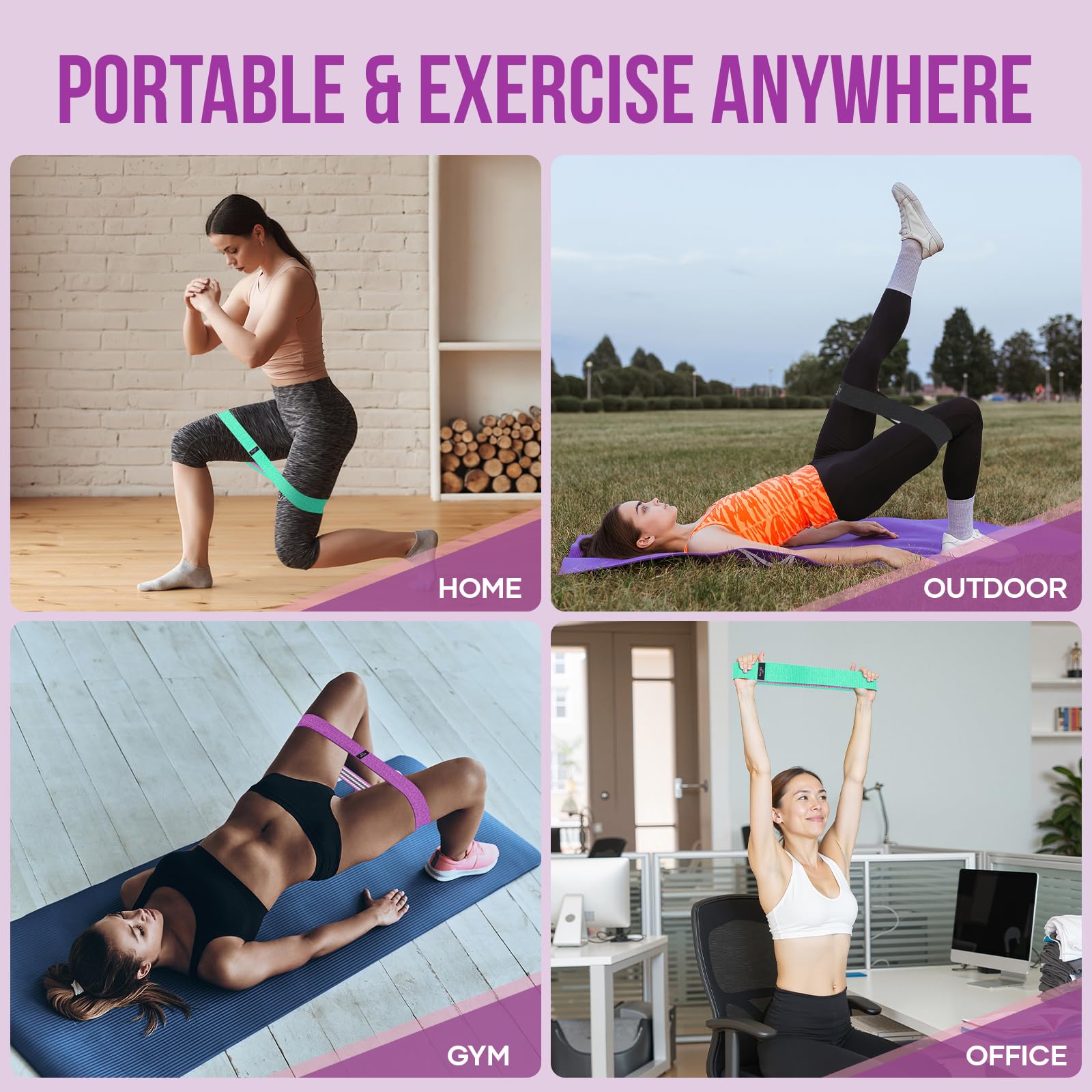 Suright Resistance Bands, Exercise Band with Set of 3, Fabric Resistance Bands Workout with Non-Slip Design for HIPS & Glutes Booty Bands for Women and Men Fitness,Strength Training,Yoga,Pilate