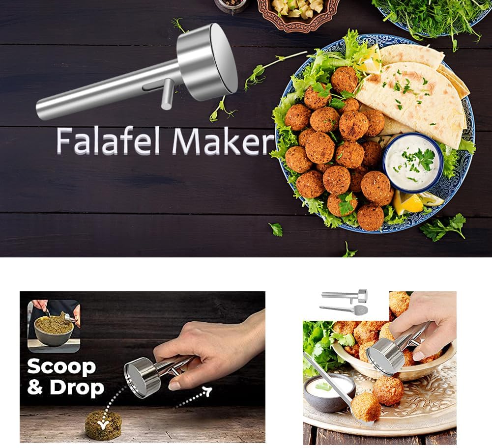 Falafel Scoop With Spatula(2pcs), Stainless Steel Falafel Maker Scoop