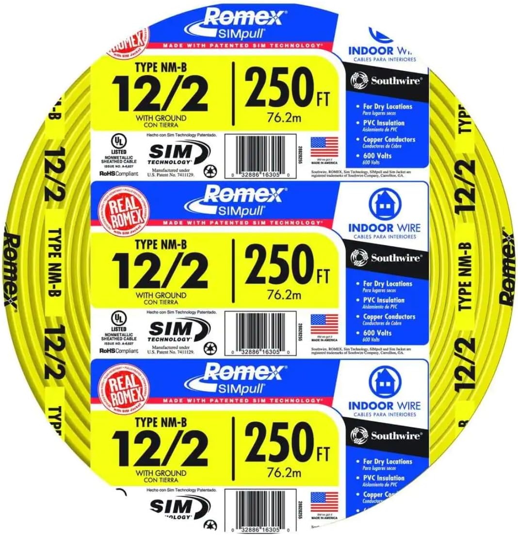 28828255 250' 12-2 NMW/G WIRE, 12 AWG, Yellow