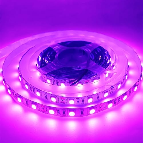 iNextStation Tira de luces LED rosas de 12 V, tira de luces LED flexibles de 16.4 pies, 300 LED, 5050, cinta de luces para dormitorio, cocina,