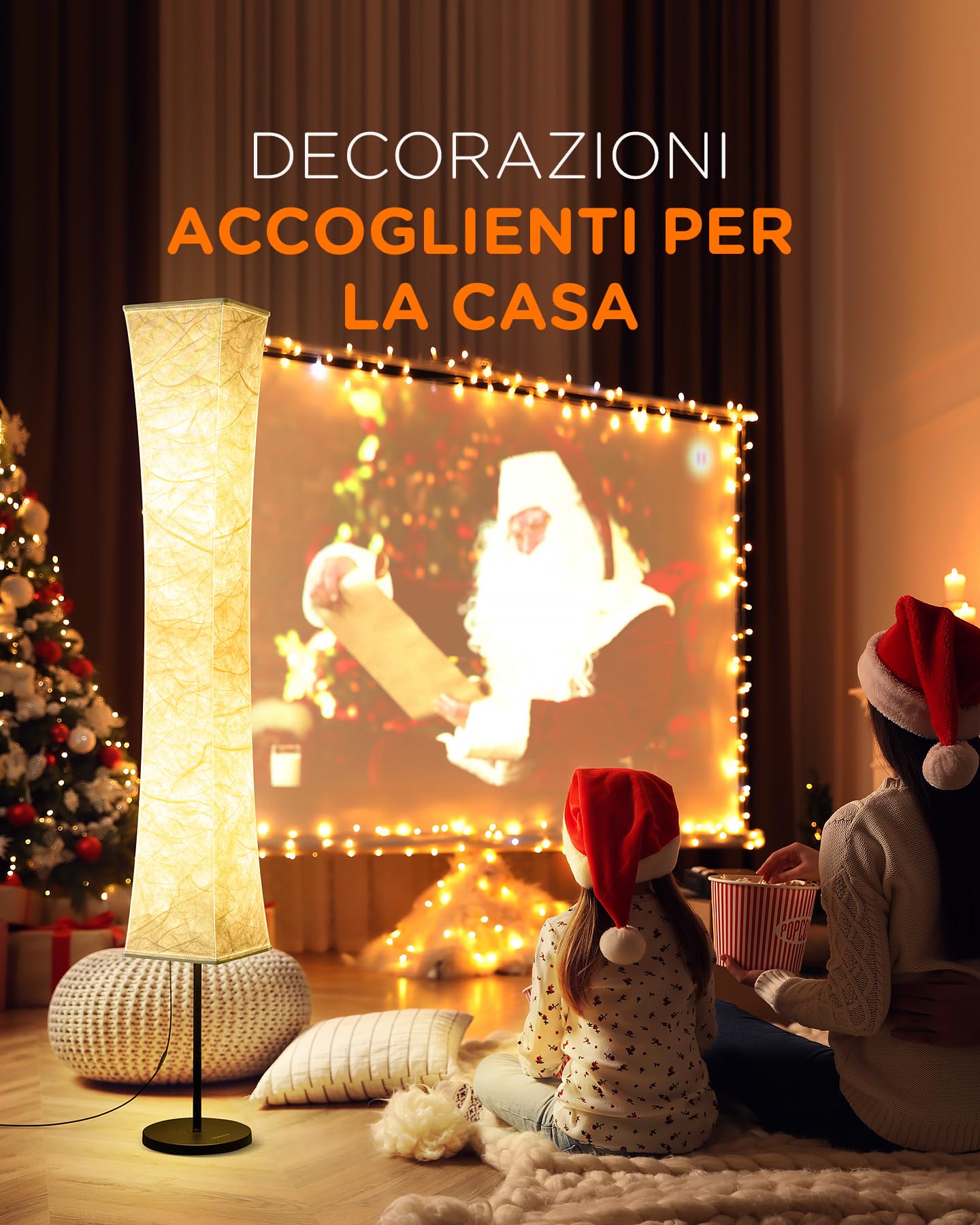 tomons Lampada da terra per soggiorno, dimmerabile, lampada da terra a LED RGB con telecomando e sincronizzazione musicale, lampada da lettura con ombra in tessuto bianco per camera da letto,