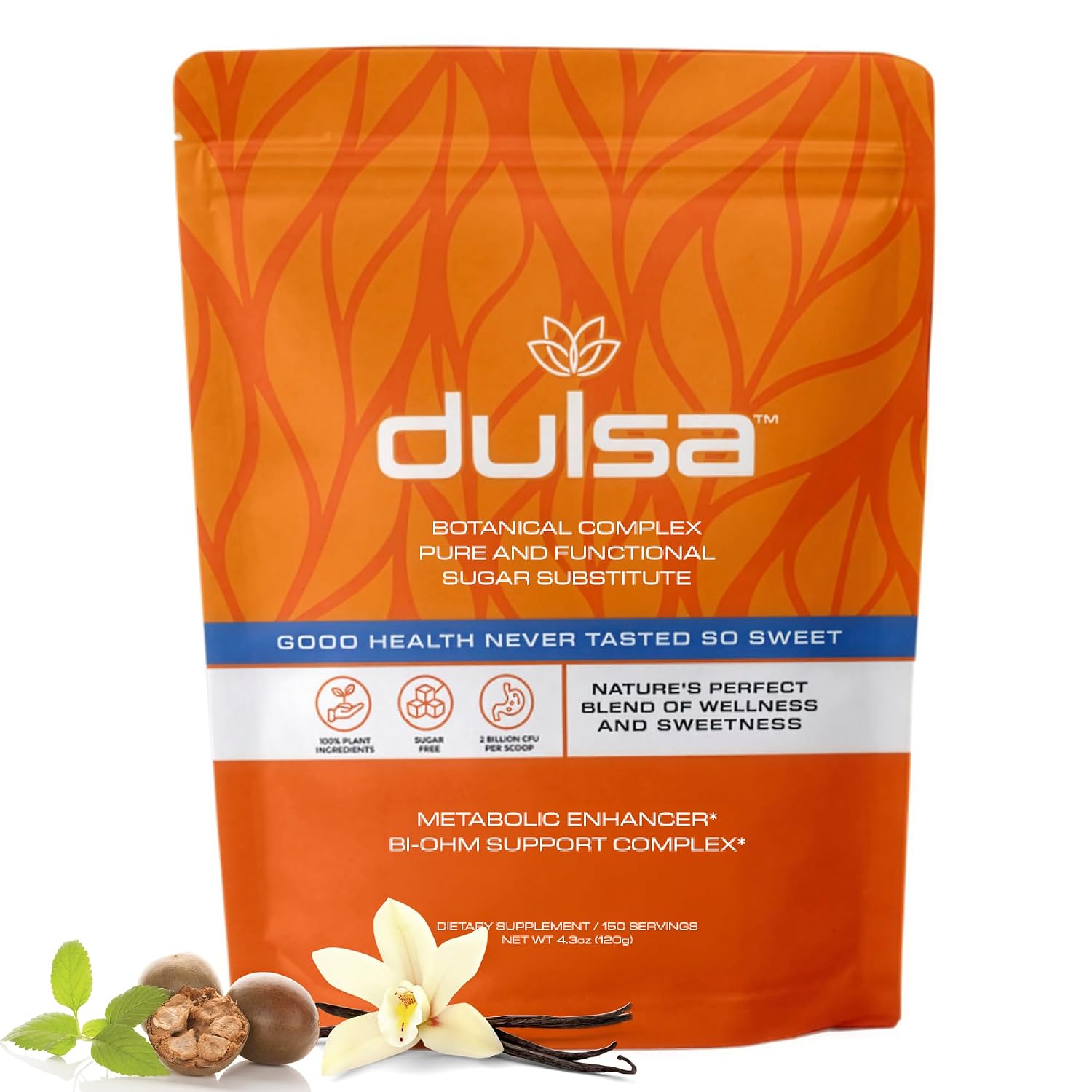 Dulsa Metabolic Sweetener – 100% Plant-based, Sugar Substitute - Non-GMO, Non-Erythritol, Allulose & Monk Fruit Sweetener with Probiotics – Diabetic & Keto Friendly, 150 Servings