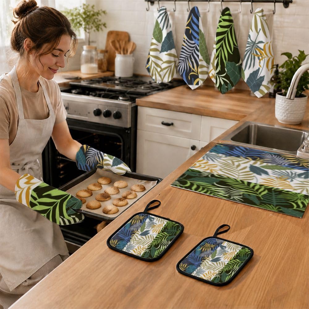 9PCS foglie di palma tropicale 7 decorazioni da cucina e accessori set