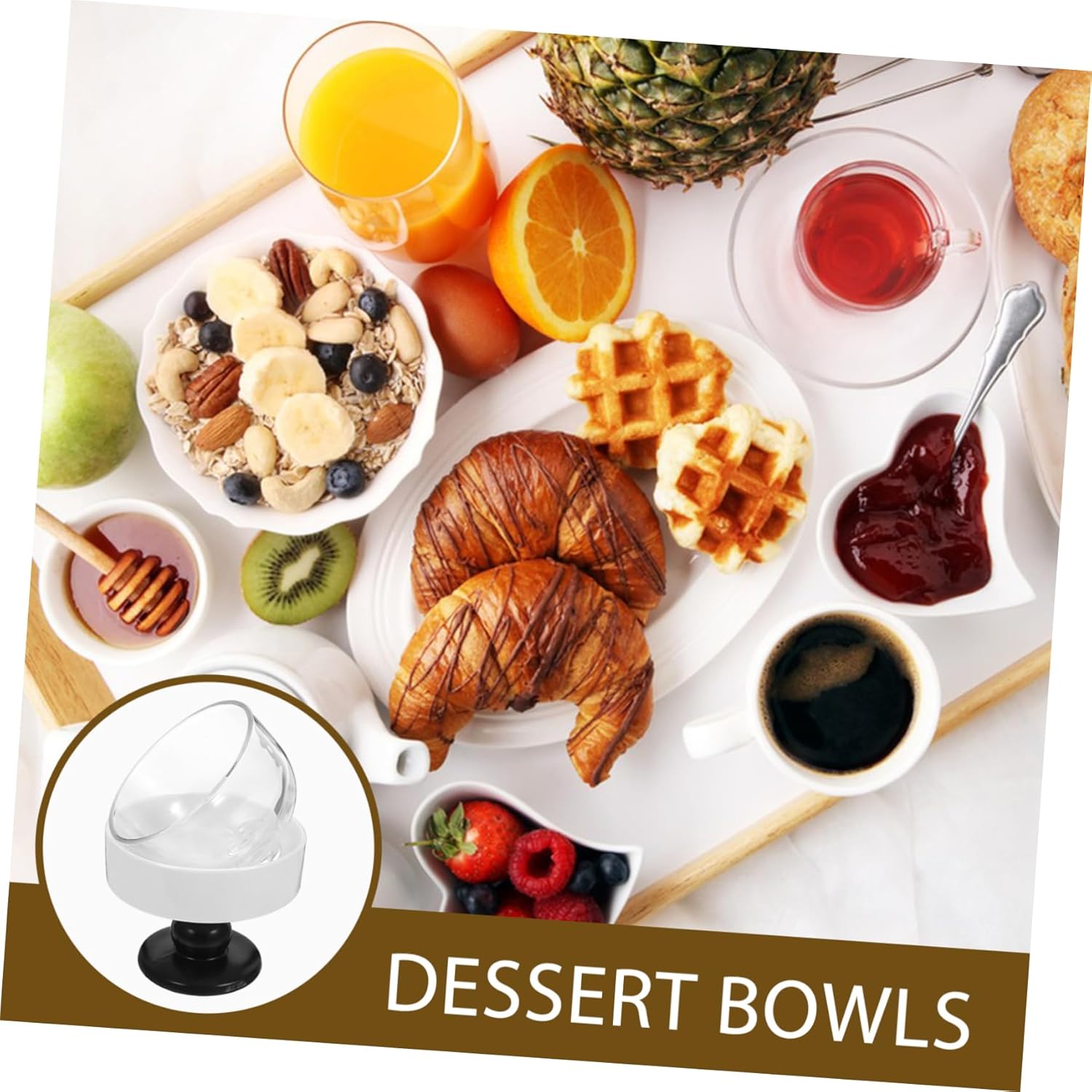 DECHOUS High-foot Ceramic Dessert Bowl with Cover Versatile Serving Dish for Ice Cream Snacks Cakes and More Sturdy Design with Lid for Food Protection for Kitchen and Dining