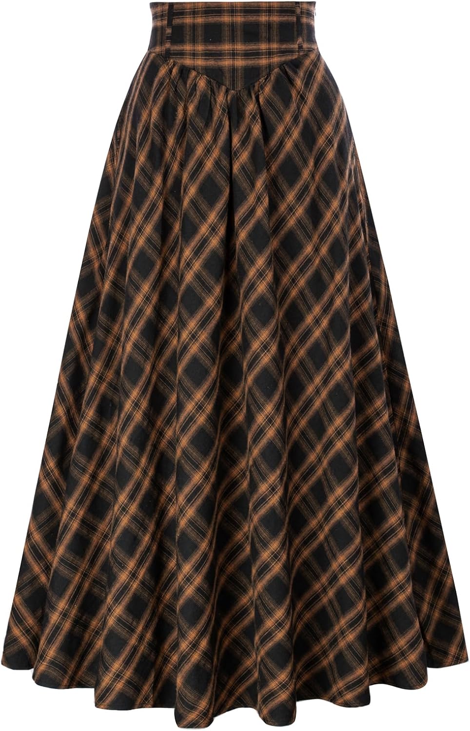 Scarlet Darkness Victorian Skirts for Women Plaid Maxi High Waist Long Skirt