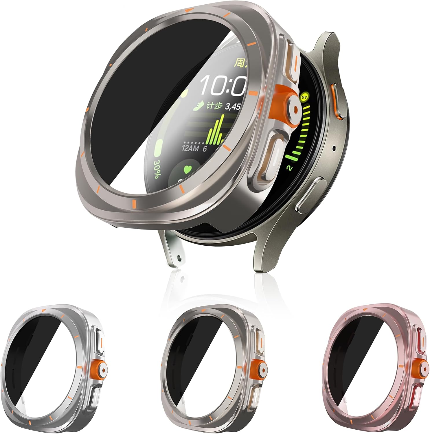 [3 Pcs] Samsung Galaxy Watch 6 40mm Case With [Anti-Privacy Protection] Screen Protector.Full Edge All Around Anti-Scratch Frame Cover,Transforms From Galaxy Watch 6 to Watch 7 Ultra Apperarance
