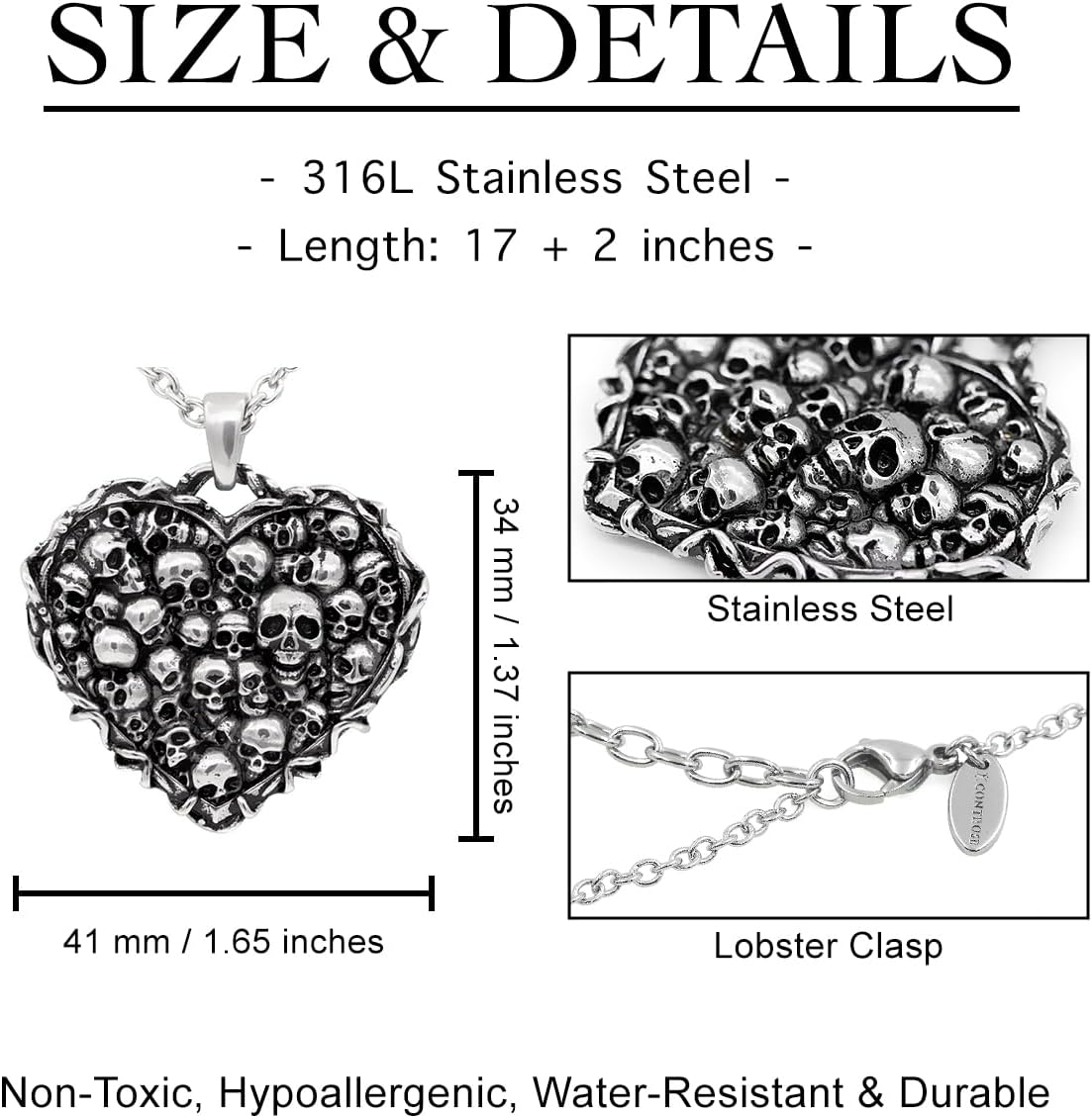 Controse Silver-Toned Stainless Steel Captivated Souls Heart Necklace - Image 4