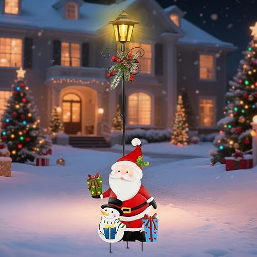 1 PCS Christmas Decororations Outdoor, 51.2" Solar Metal Santa and