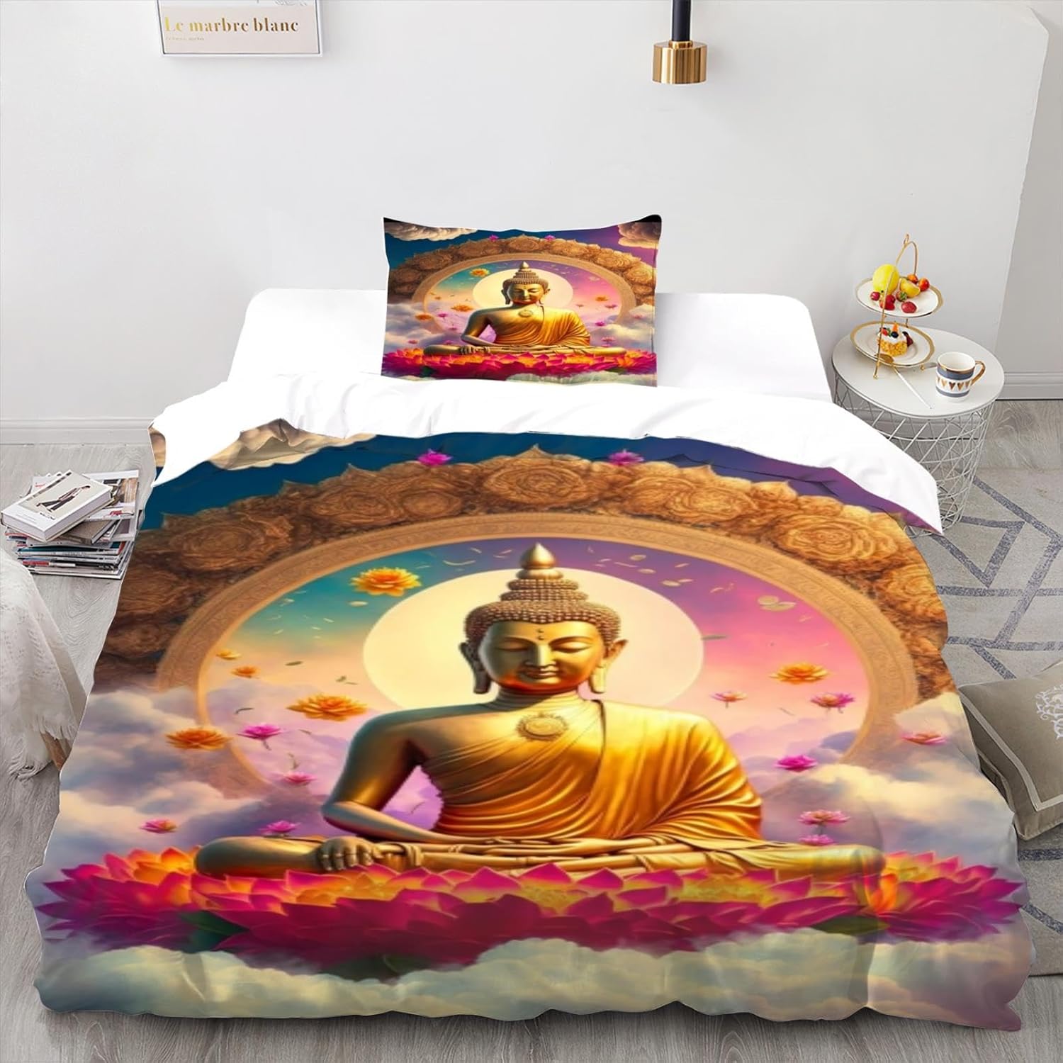 flapperons Buddha 3D Duvet Cover Soft Comfortable Duvet Cover Breathable Duvet Cover Comforter