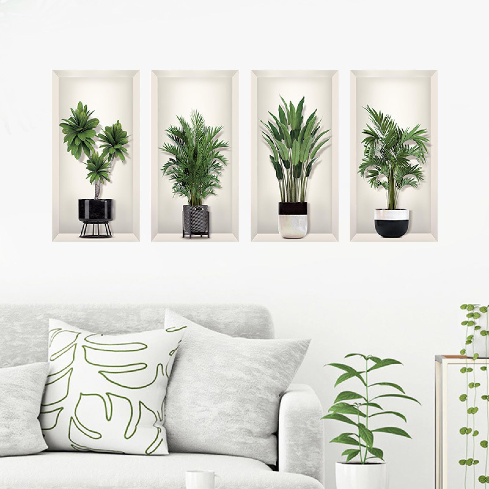 Décoration murale salon avec sticker plante verte - Autocollant peler et coller pour bureau
