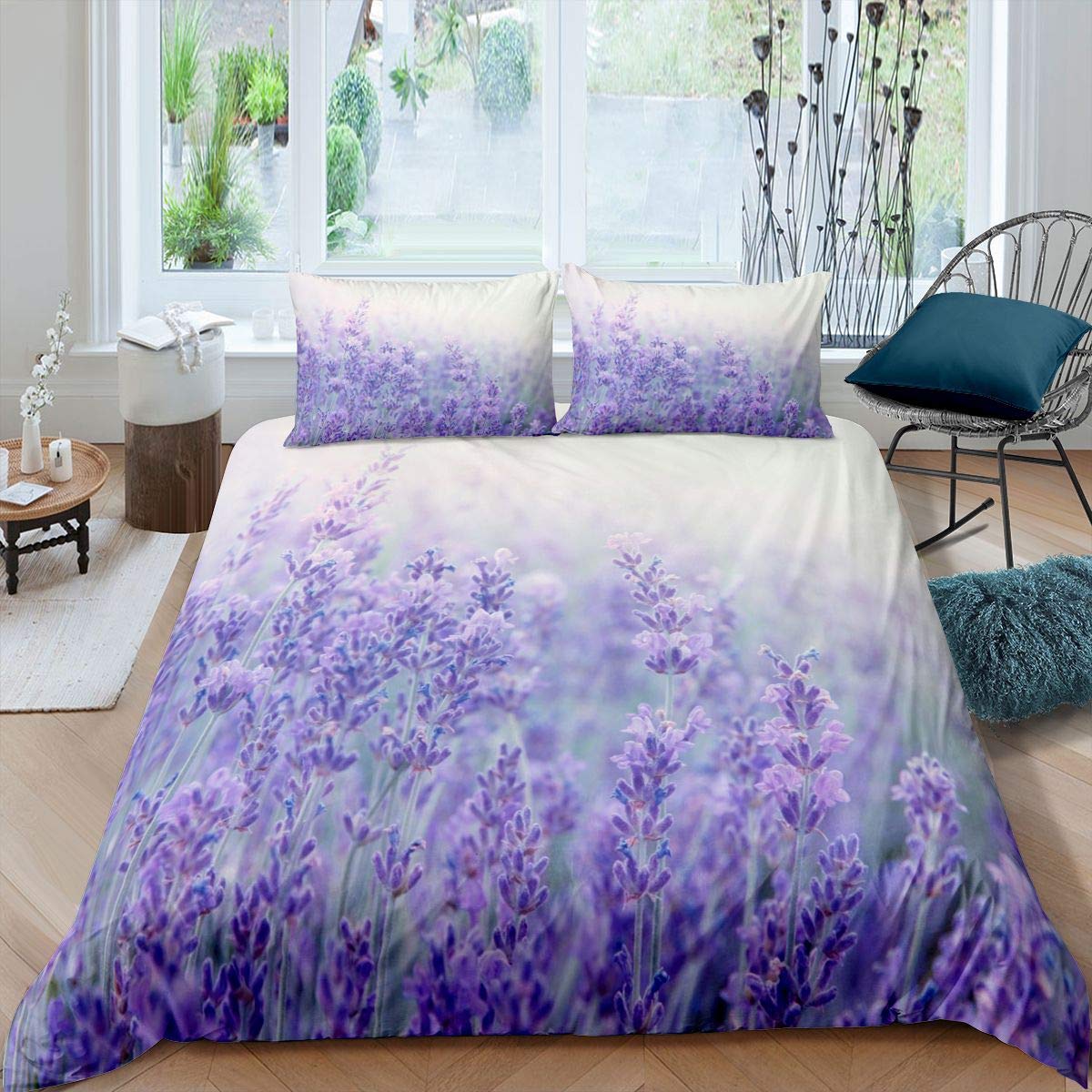 3 pezzi/set Set copripiumino con stampa vegetale (copripiumino e federa), set di biancheria da letto in tessuto Cottagecore per tutte le stagioni | SHEIN ALIA