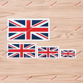 UK British Flag Union Jack Britain Vinyl Decal Sticker - 4 Pack Reflective, 2 Inches, 3 Inches, 4 Inches, 6 Inches - for Phone Car Laptop Window