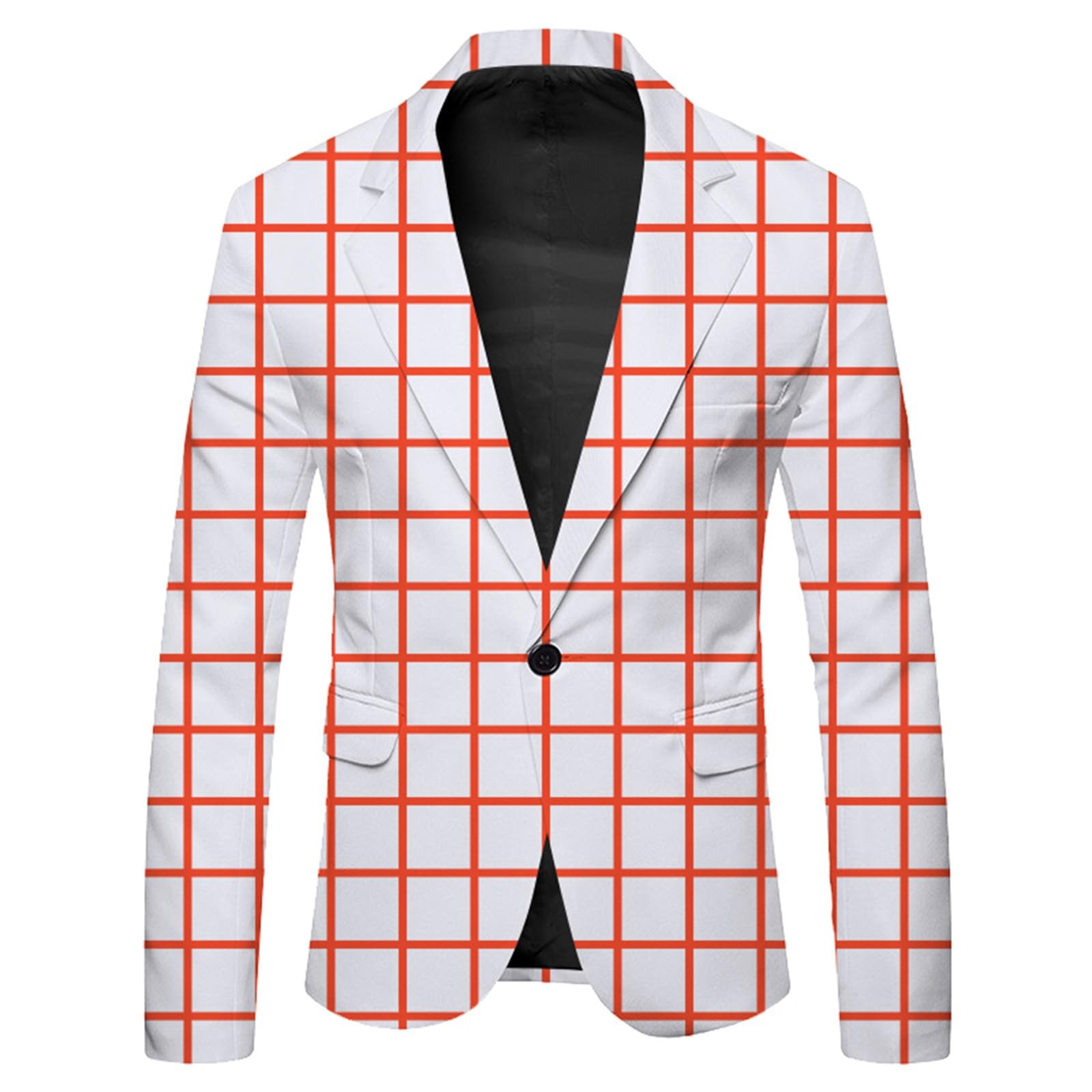 Americanas Hombre Sport Invierno - Chaqueta De OtoñO E Invierno para Hombre De Manga Larga con Solapa Y Botones Estampados A Cuadros Grandes Informal A La Moda Traje De Negocios