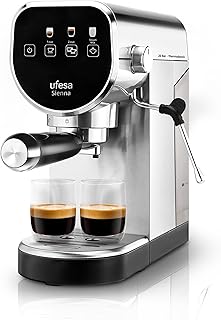 Ufesa Sienna Espresso and Cappuccino Coffee Maker, Pressure 20 Bars, Digital Touch Panel, 1360W, Steerable Vaporizer, 0.9…