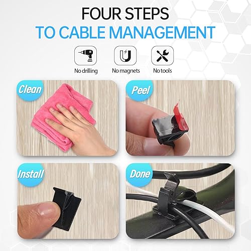 Miniatura 2 de 30 clips de cable para exterioresinteriores, clips adhesivos para decoración de luz, ganchos para soporte de alambrecable para escritorio de