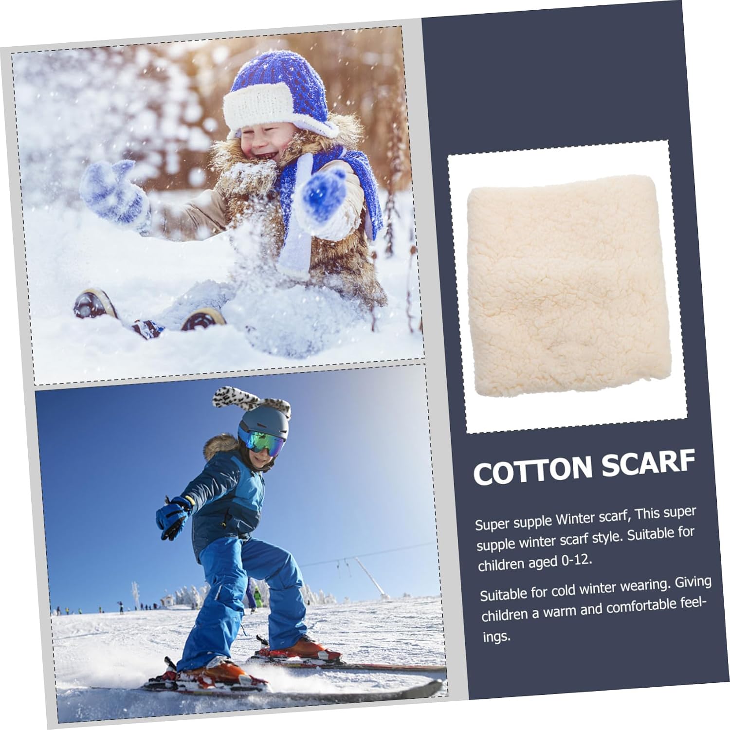 COLLBATH Boy Girl Winter Neckerchief Scarf Warm Neck Gaiter with Lining for Boys and Girls for Cold Weather for Ages Soft and Comfortable Design