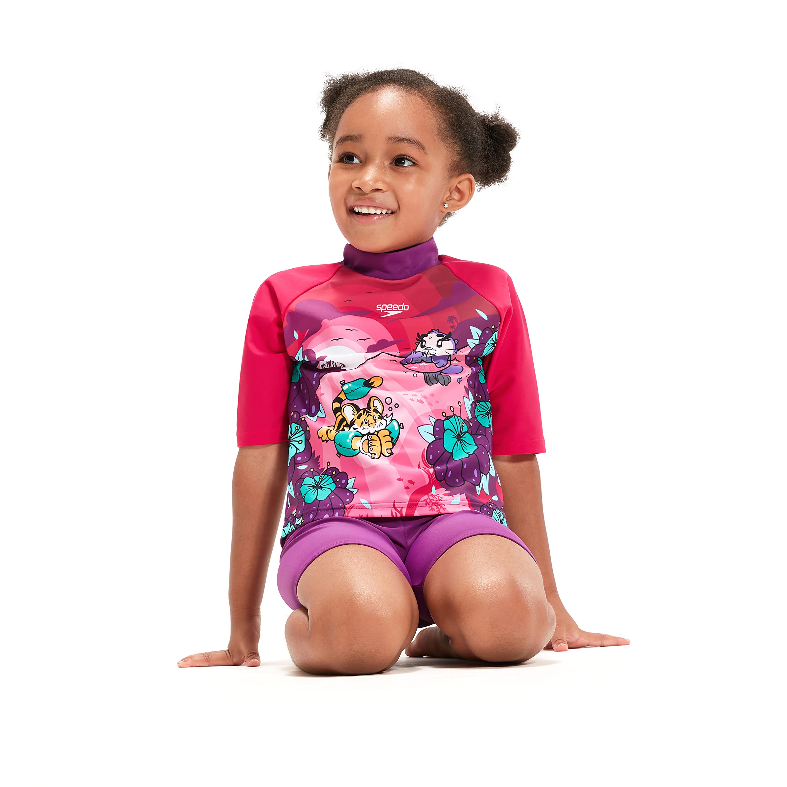 Speedo Mädchen Learn to Swim Sun Protection Top & Short Rash Guard Set