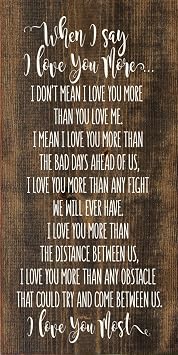 Country Marketplaces Romantic Quote on Wood Sign - I Love You Most 9x18in Walnut Stain Wall Plaque
