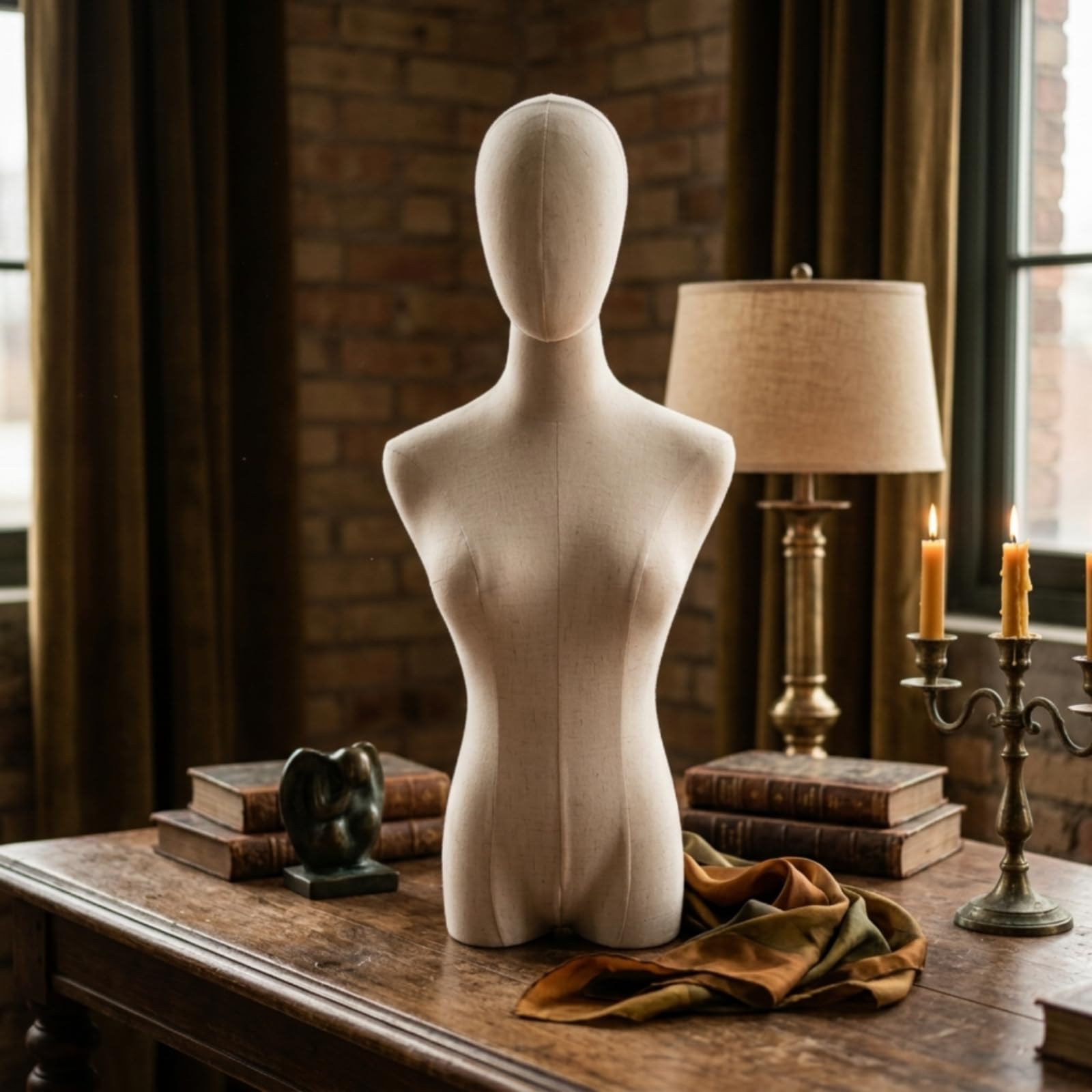Amagogo Manichino Donna Manichino da Vetrina Busto Forma Espositiva con Braccia Articolate Supporto in Acciaio Altezza Regolabile per Negozi Allestimenti Interni Studi di Moda