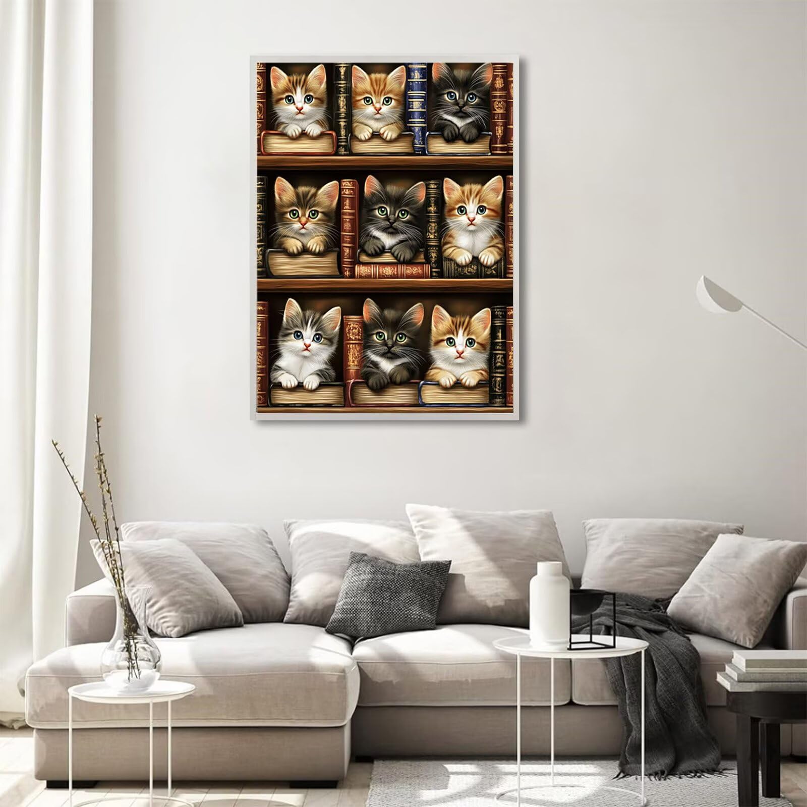 Diamond Painting Erwachsene Katze 5D Diamond Painting Zauberbuch Muster DIY Set Erwachsene Anfänger Vollbohrer Diamanten Malerei Stickerei Bastelset für Zimmer Wand Deko Schlafzimmer 70x100cm,Model755