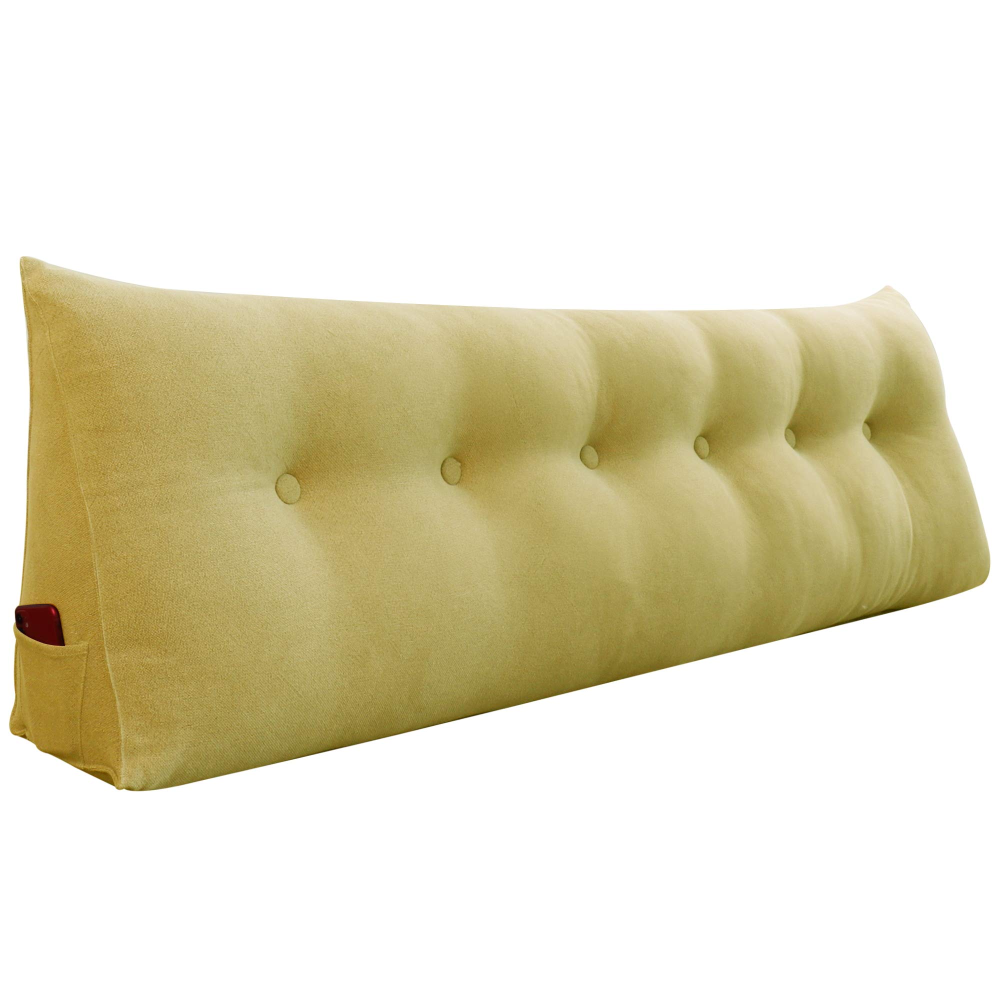 WOWMAX Wedge Body Positioners Pillow Reading Bedrest Throw Pillows Bolster Headboard Back Support Lumbar Cushion Pillow for Daybed with Removable Cover Linen Cotton Blend Pale Yellow California King