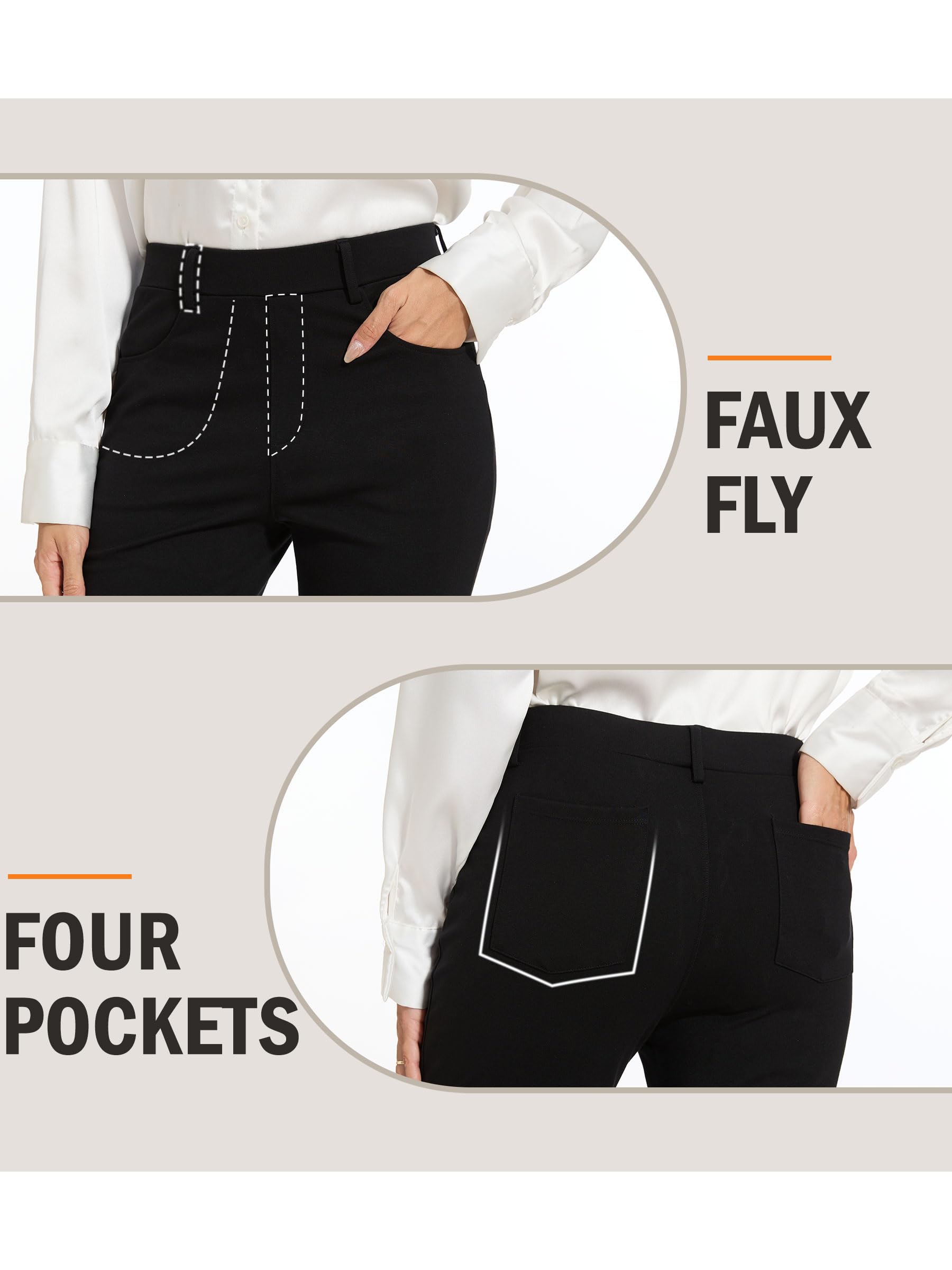 adorence Pantalones Vestir Mujer - Pantalones Negros Mujer Bootcut Elegante para Oficina y Negocios, Elásticos con 4 Bolsillos 73cm/78cm
