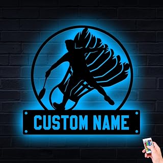 Badminton Custom Metal Name Sign, Personalized Metal Wall Art with LED, Unique Family Name Sign for Sports Enthusiasts, Elegant Home Décor, Gift for Players and Fans
