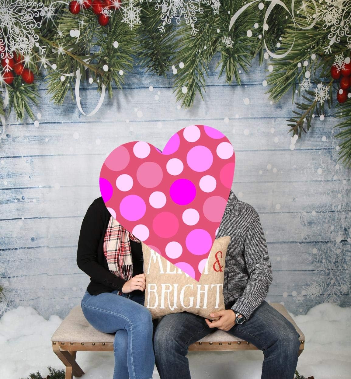 RUINI Winter Christmas Snowflake Wood Floor Photography Backdrop Xmas Eve Snowflake and Pine Branch Wooden Photo Party Decorations Banner 9x6FT