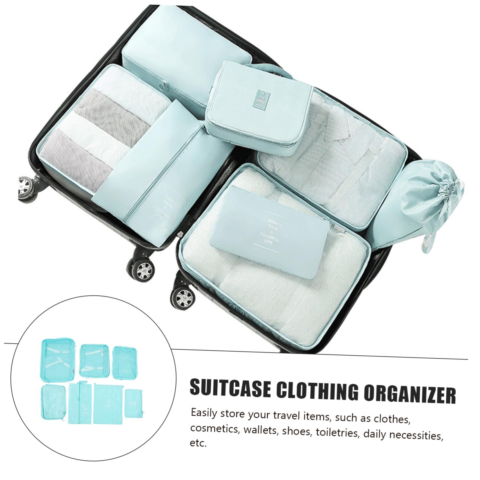 Reise Aufbewahrungsbeutel 1 Satz aus Polyester mit Kordelzug | Kleidung, Packorganizer für Outdoor Reisen, Wasserabweisend und Platzsparend