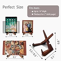Vista 3 de Cookbook Stand for Kitchen Counter Holds 600-Page Books Elegant Rustic Wooden Cook Book Stands for Display of Recipes & Tablets Adjustable &