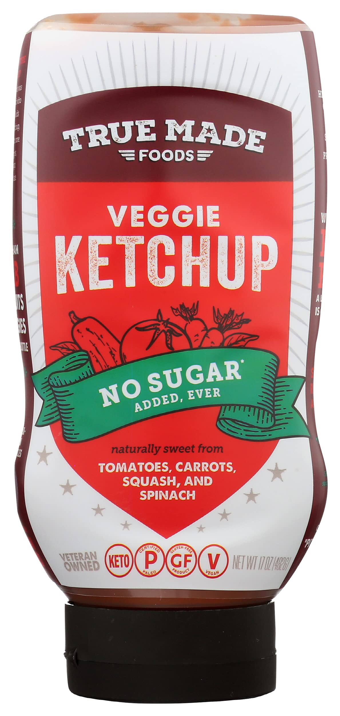 True Made Foods No Added Sugar Vegetable Ketchup Squeeze 17oz Healthy