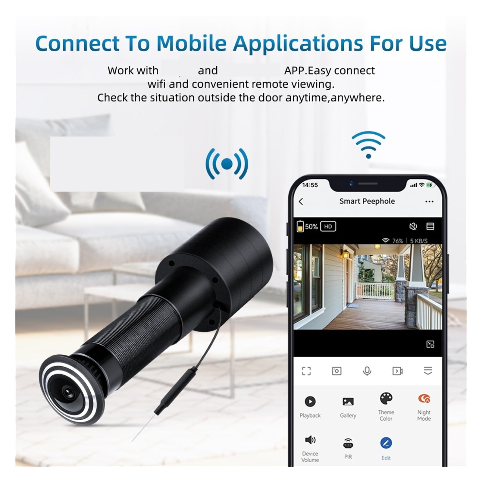 Wideodomofon, Inteligentny wizjer wideo 2.4G i 5G Wi-Fi Kamera z detekcją ruchu Widz do drzwi Wideodomofon bezprzewodowy