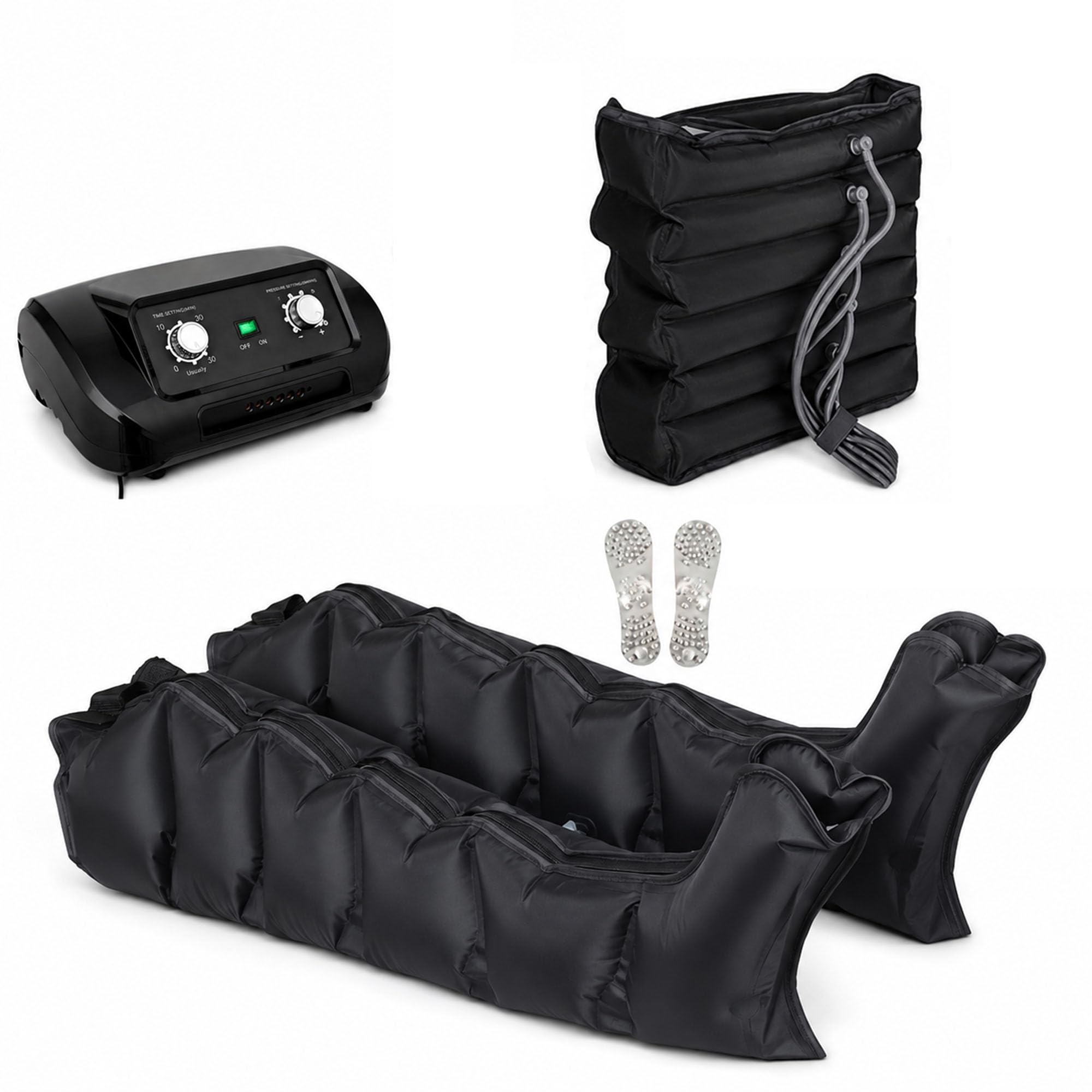 LoJax Presoterapia Piernas y Abdomen, 6 Cámaras para Casa，Negro：Standard