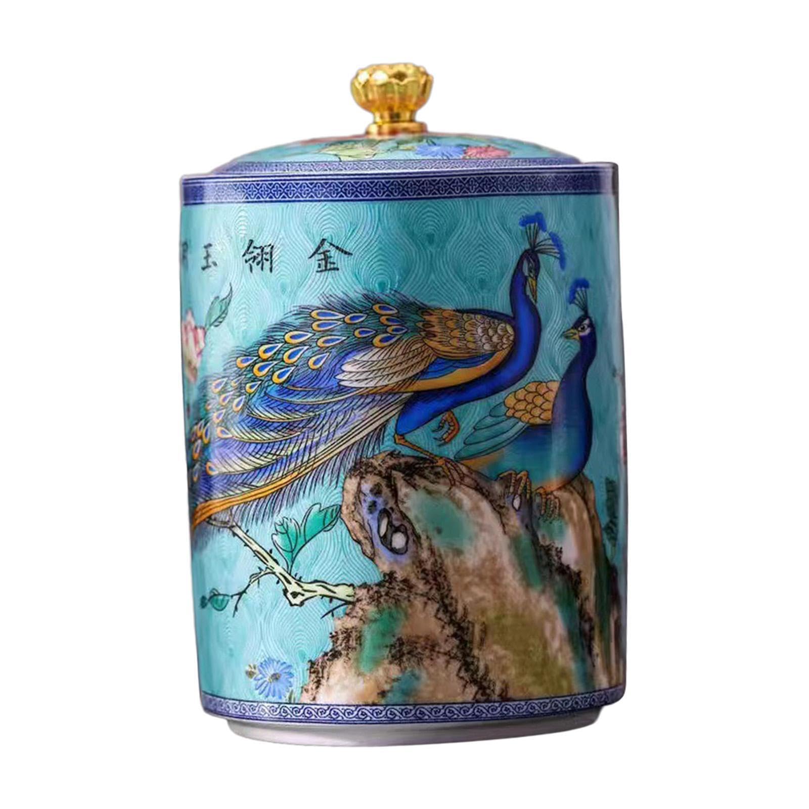 PIXZCSA Airtight Tea Tin Container Elegant Stunning Porcelain Jar Centerpiece For Dining Tables And Festivals Tea Canister Storage Bottle Jar Ceramic Desktop