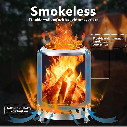 Miniatura 4 de Havato Hoguera portátil de mesa, 6.7 pulgadas, sin humo, para interiores y exteriores, pequeña estufa de mesa alimentada por pellets o madera, mini