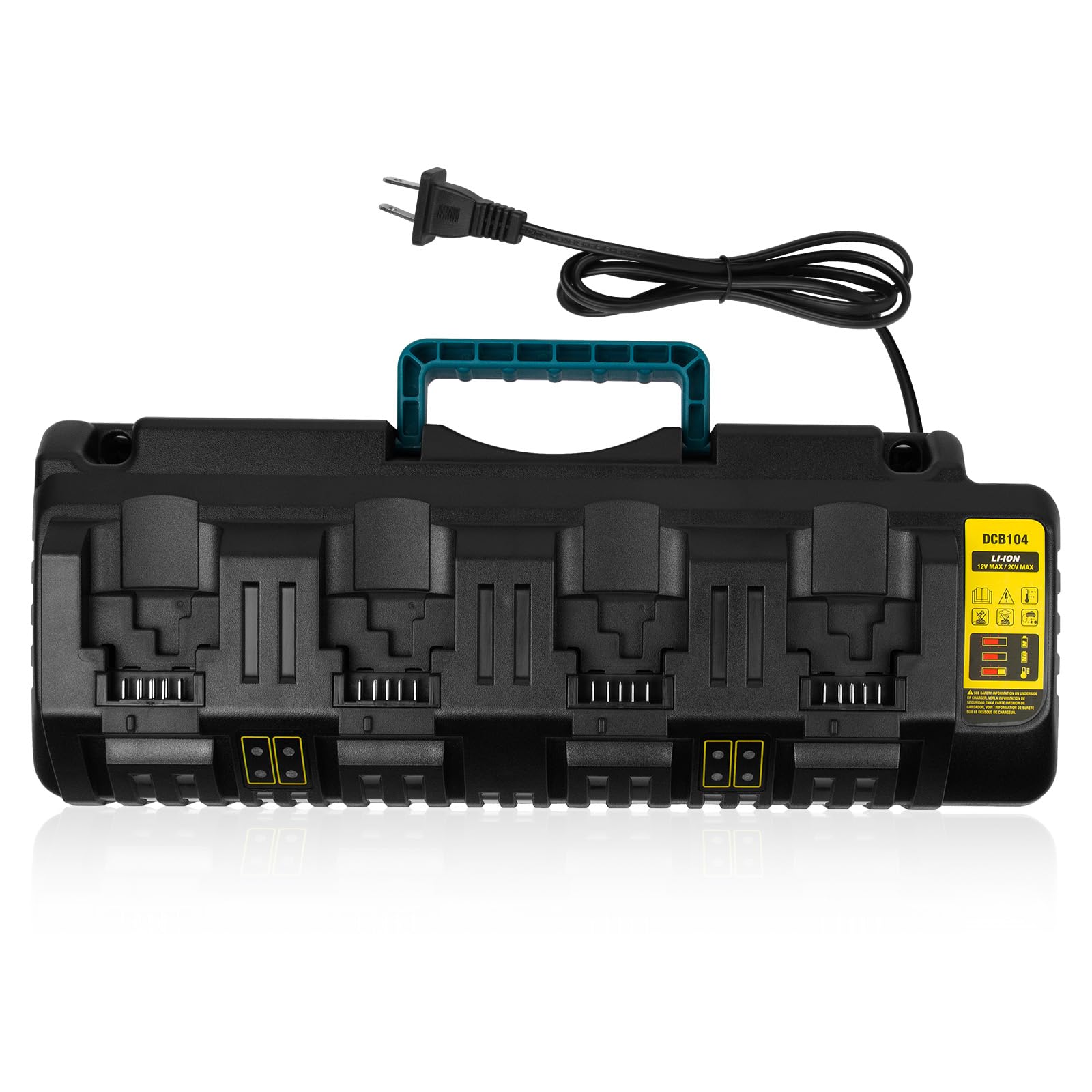 DCB104 4-portowa szybka ładowarka do akumulatora DeWalt 20V/60V Max, z portem USB kompatybilna z baterią DeWalt 20V/60V DCB206 DCB208 DCB205 DCB606 DCB609Y DCB612 i ładowarką DCB104 DCB107 DCB1155