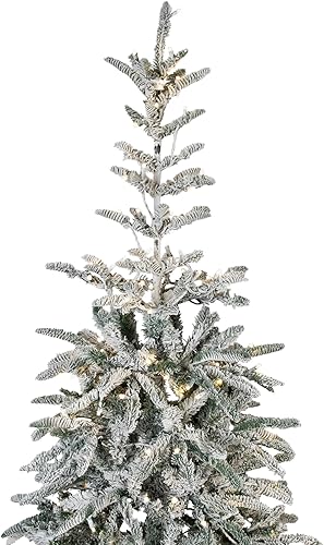 Miniatura 5 de Northlight - Árbol de Navidad artificial Real Touch™ preiluminado delgado flocado de abeto Nordmann - 7.5' - Luces LED transparentes cálidas
