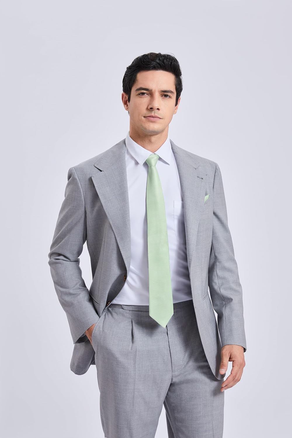 HISDERN Mens Ties Stripe Plaid Tie with Pocket Square Set Classic Woven Silk Necktie Handkerchief for Men Formal Business - Image 3