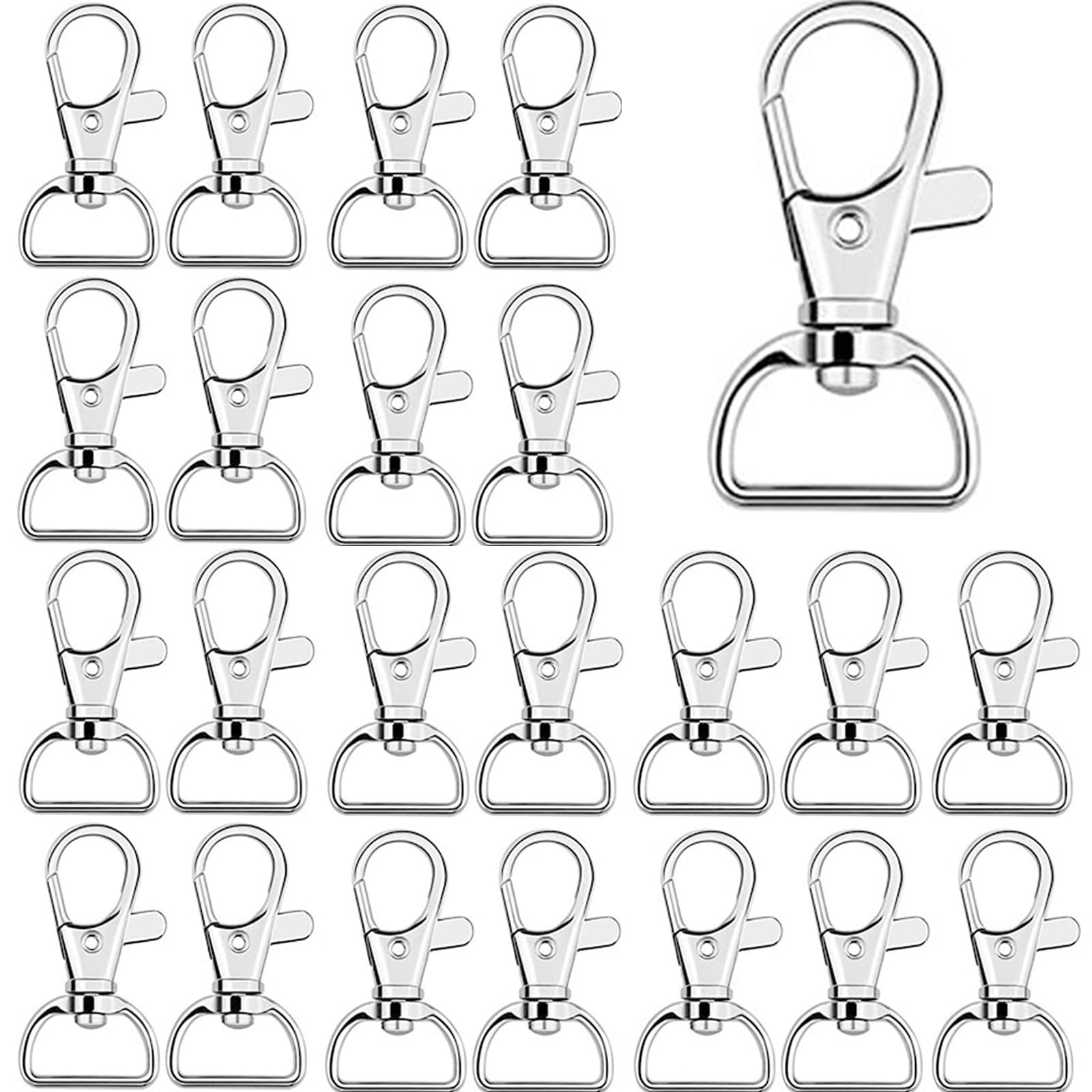 ATB-Foger Keyring Carabiner Lobster Keyring with Swivel D Rings Swivel Key Ring Clip 30 Pieces Inner Width 20 mm Carabiner Hook for DIY Hanging Jewellery Making
