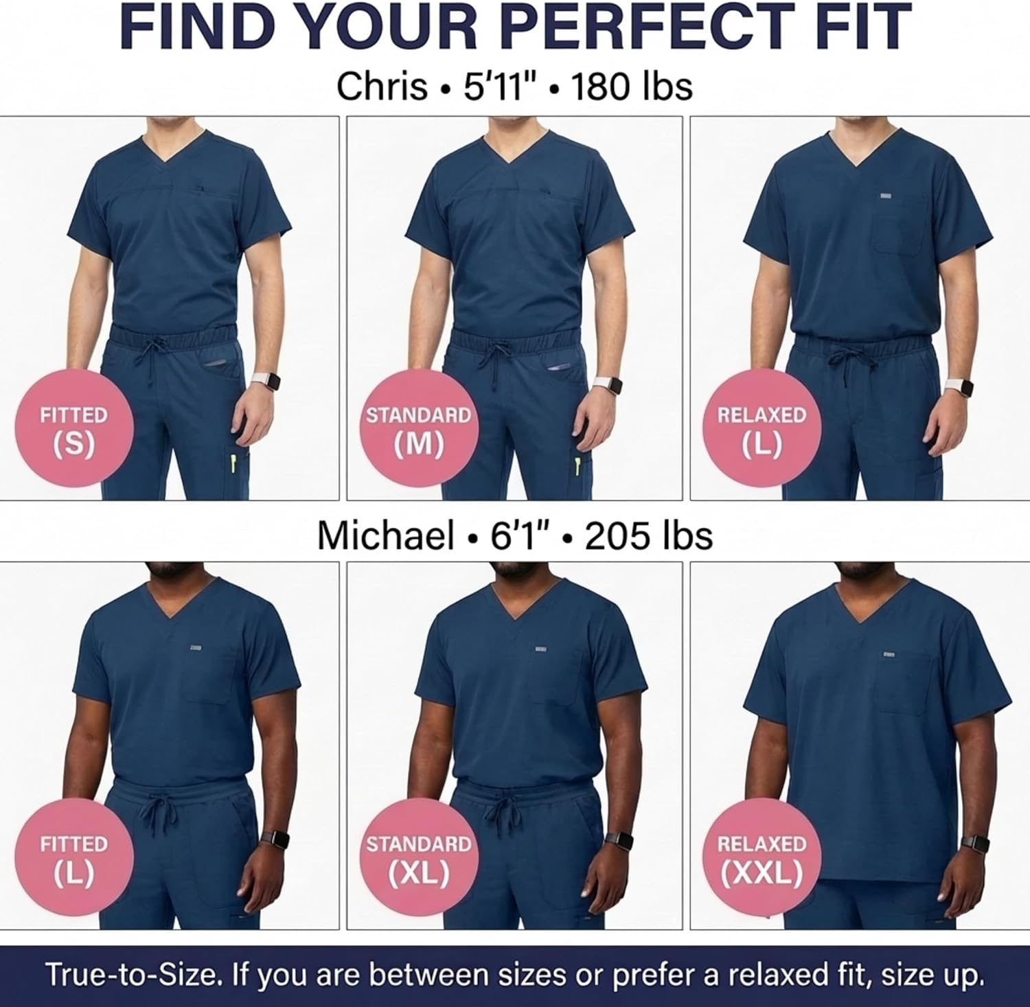 Medichic Men's Workwear Stretch V-Neck Scrub Joggers Set with Seven-Pocket Pants, Available in 6+ Colors