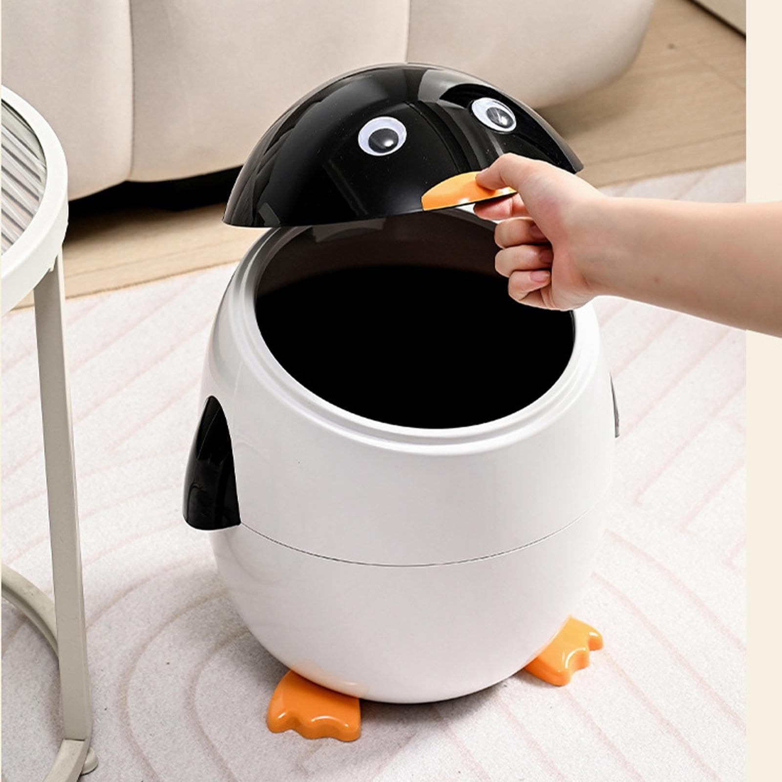 Pinguin-Mülleimer – Pinguin-Mülleimer | Mülleimer Für Unter Tische | Schreibtisch-Mülleimer | Abfallbehälter In Tierform | Pinguin-Mülleimer, Schreibtisch-Mülleimer | Papierkorb Für Das Schlafzimmer I