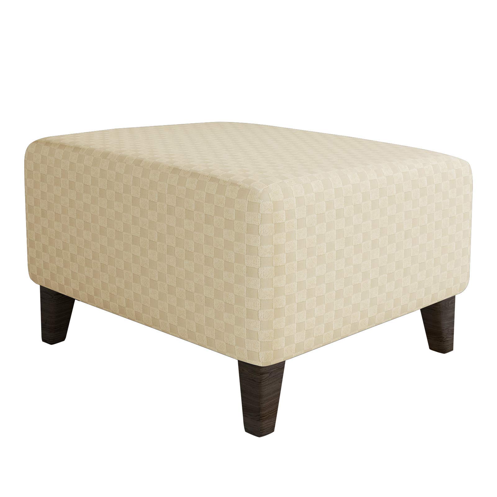 Xjhkg Beige Foot Stool Cover Rectangle, Machine Washable Stretch Jacquard Storage Ottoman Foot Rest Cover Sofa Furniture Protector Slipcover (,Small)