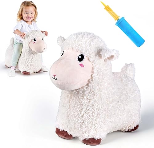 Bouncy Pals Oveja Saltarina, Saltador Inflable de Animales de Granja para Niños y Niñas Pequeños, Juguete de Cordero Saltador para Exteriores,