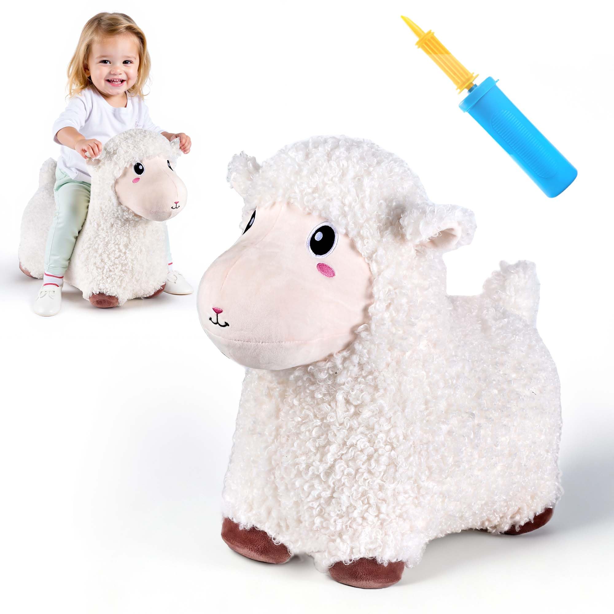 Photo 1 of Bouncy Pals Sheep Hopping Horse, Toddler Boy Girls Inflatable Bouncing Farm Animal Hopper, Kids Outdoor Jumping Lamb Toy, Indoor Plush Ride on Bouncer, Birthday Gifts for 18 24 Months 2 3 4 5 Year Old