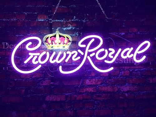 24 x 10 pulgadas Crown Royals Neon Sign Light HD Vivid Printing Technology Man Cave Beer Bar Pub Lámpara de tubo real hecha a mano LED Neon Tubing